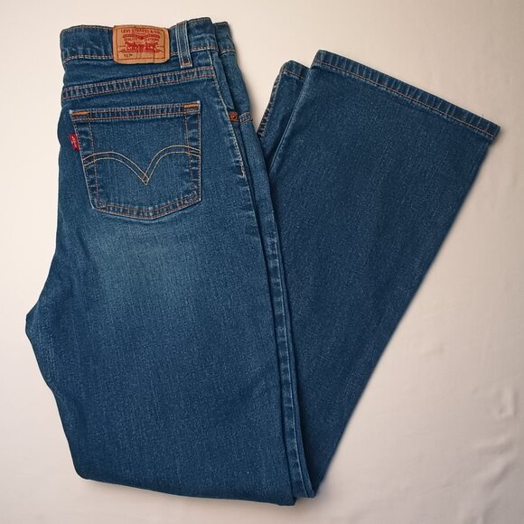 Girls Levi's 517 Stretch Flare Plus Jeans Size 14 1/2 Mid Rise Medium Wash - Picture 1 of 10
